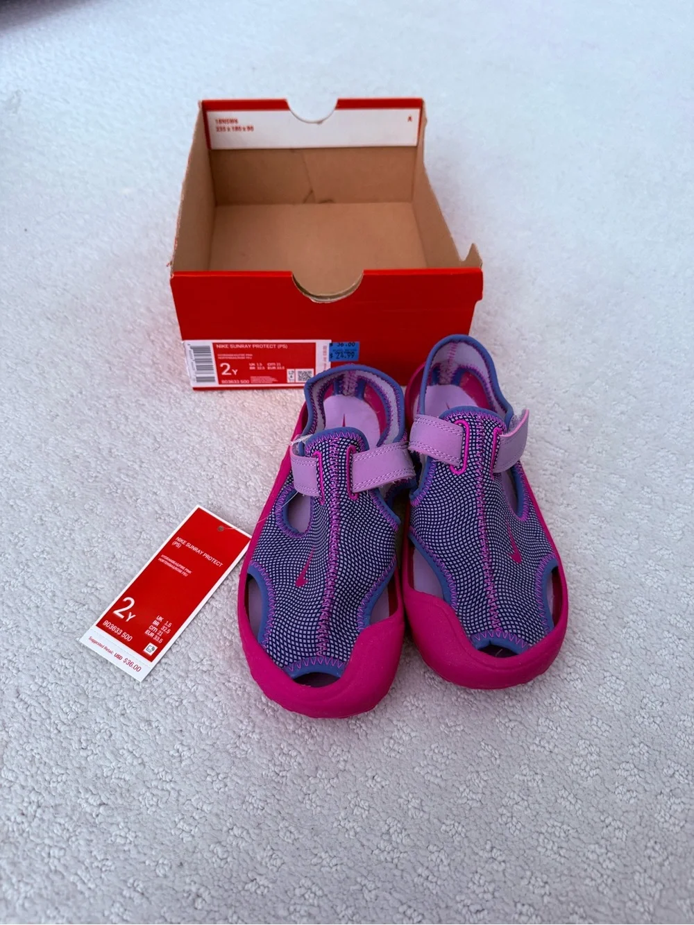 Nike Kids Pink & Purple Water-Friendly Hook-and-Loop Sandals